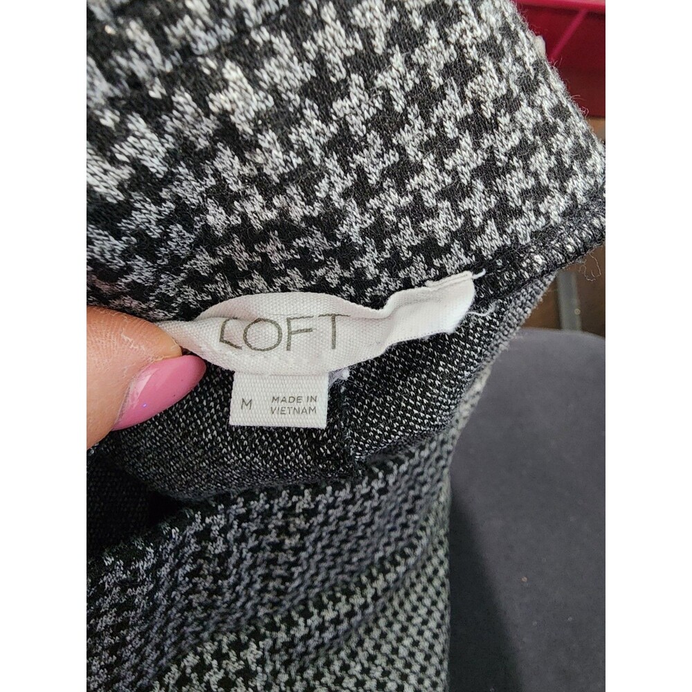 Ann Taylor Loft Marisa Skinny Pants Womens M Black White Geometric Casual Career - Picture 7 of 8